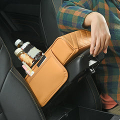 All-in-One Car Armrest Heightening Pad with Bottle Holder & Tissue Box