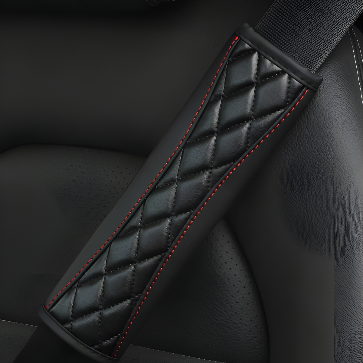 1pc 3D Embroidery Faux Sheepskin Seat Belt Shoulder Pad For Car